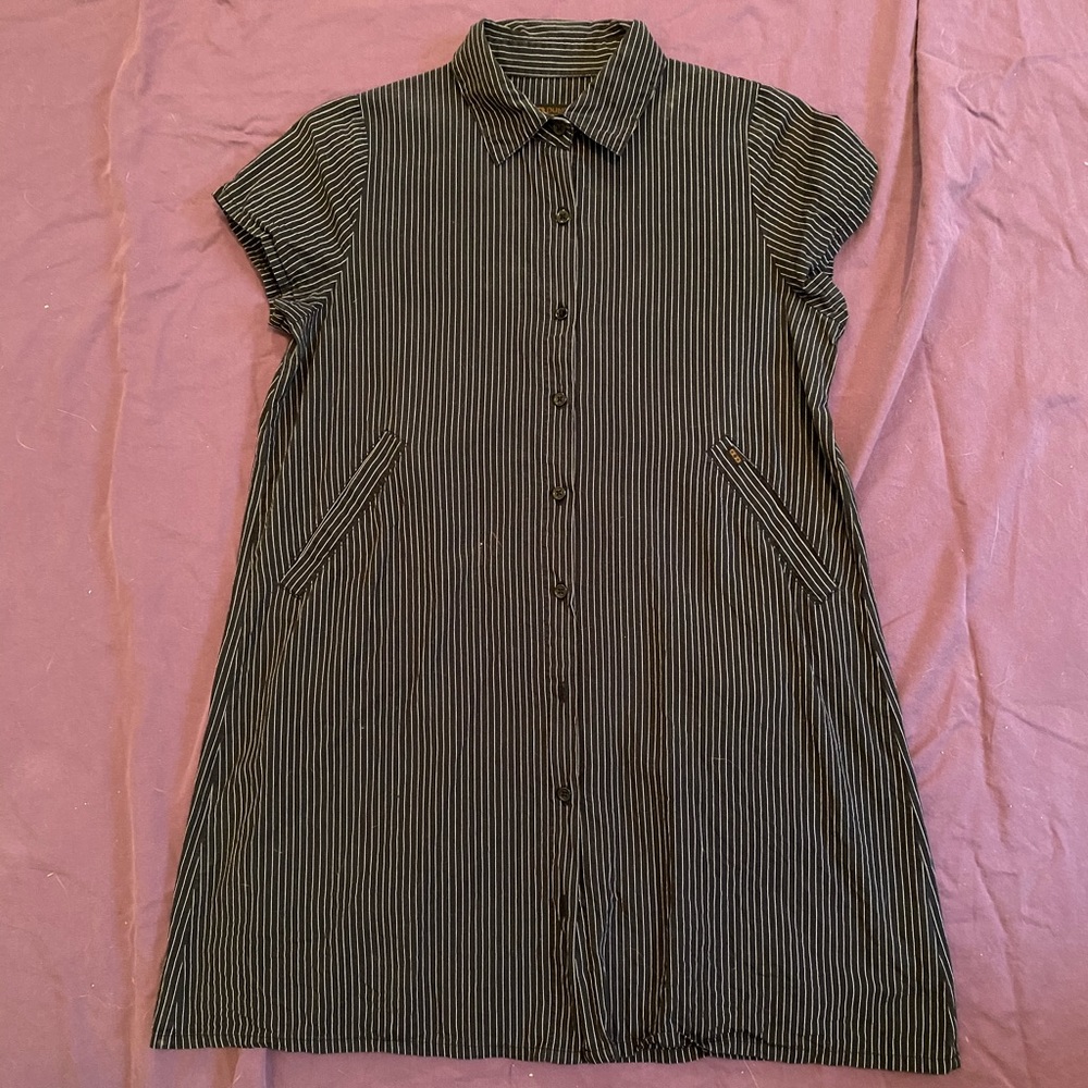 Dunderdon workwear pinstripe shirt dress w tear
